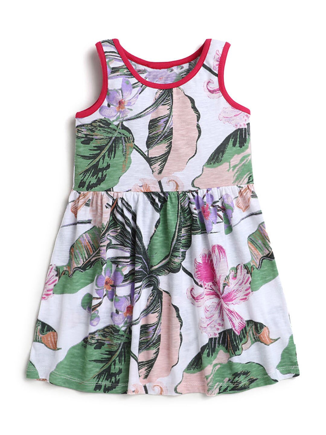 

Hopscotch Girls White & Green Floral Peplum Dress