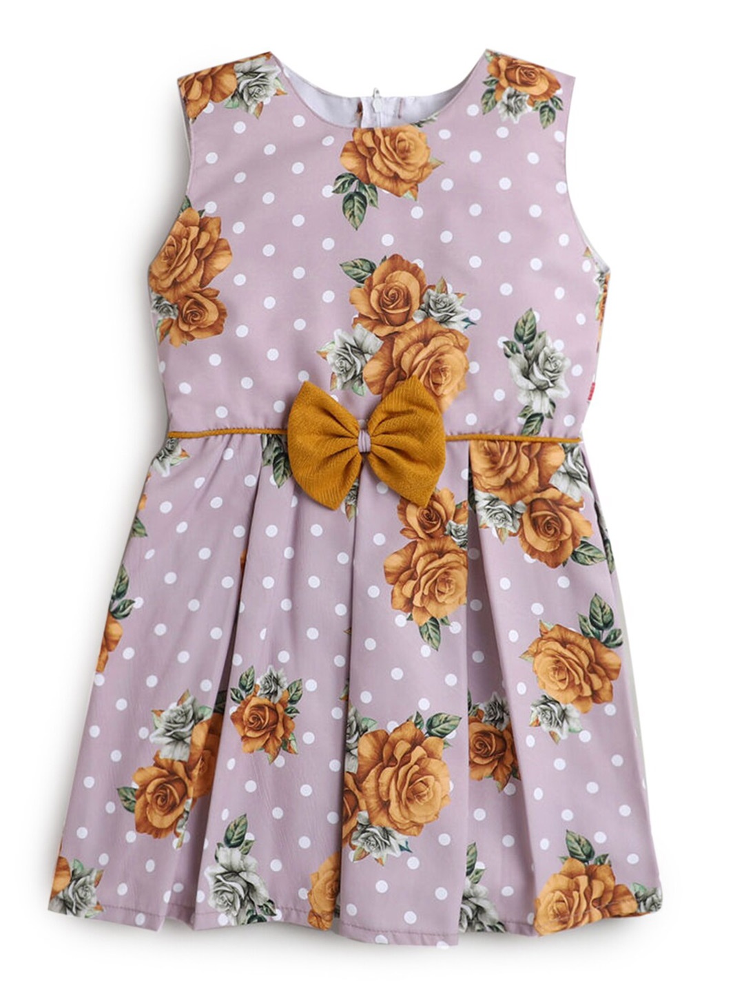 

Hopscotch Girls Purple & Mustard Yellow Printed Cotton Dress