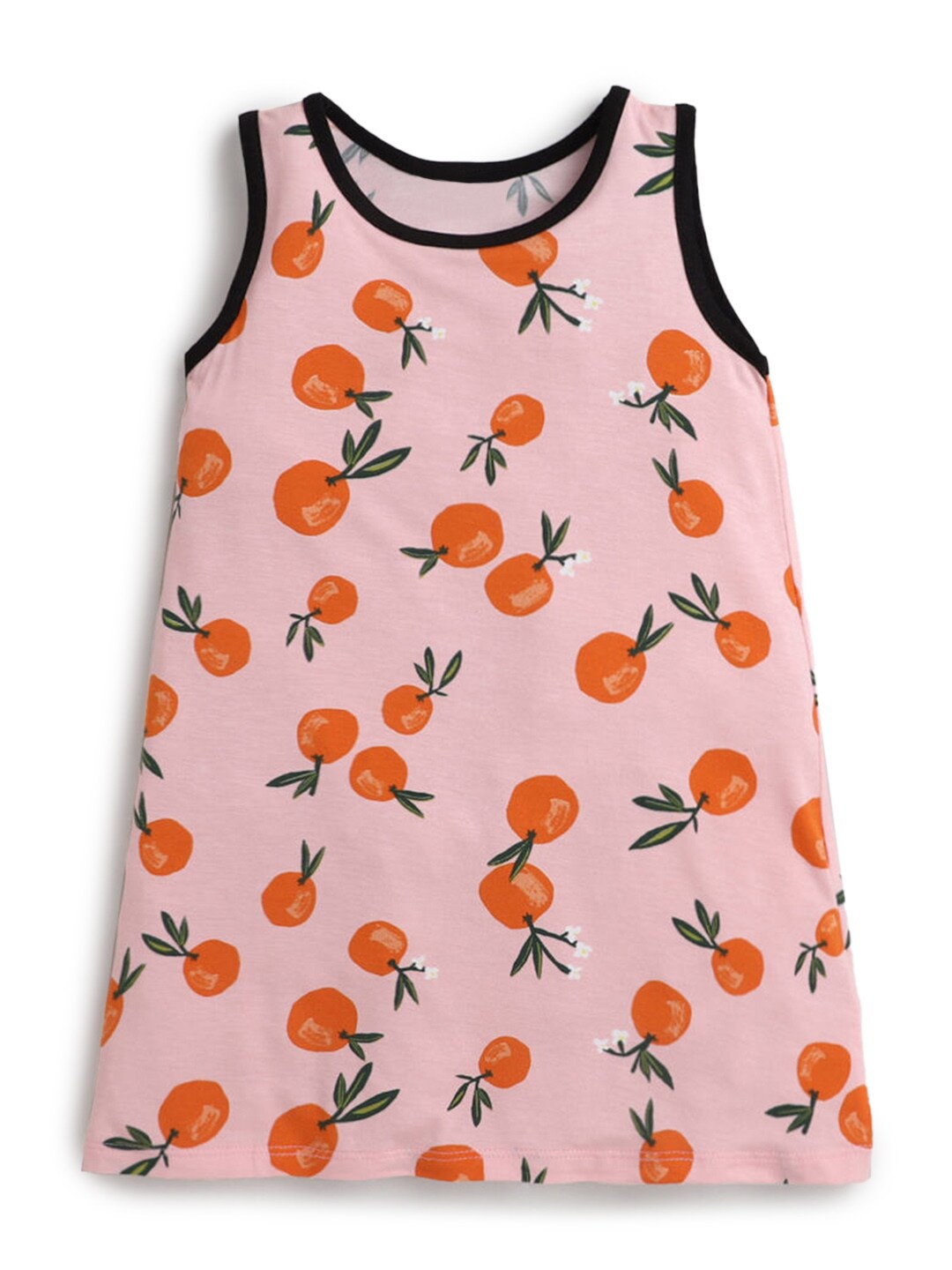 

Hopscotch Girls Pink & Orange Tropical Printed T-shirt Dress