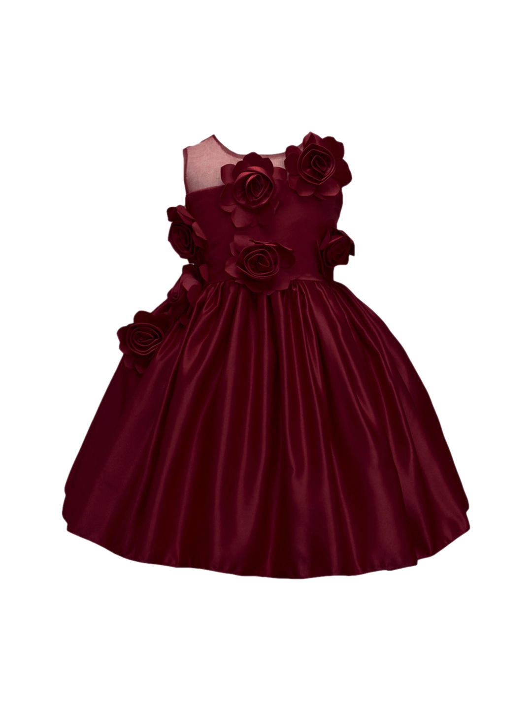 

Hopscotch Girls Maroon Solid Round Neck Fit & Flare Dress