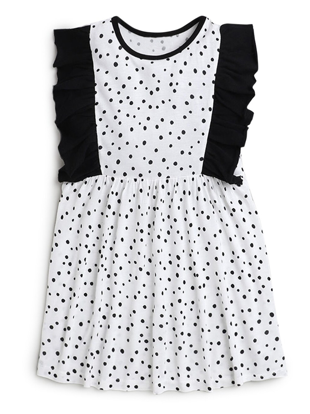 

Hopscotch Girls White & Black Printed Dress