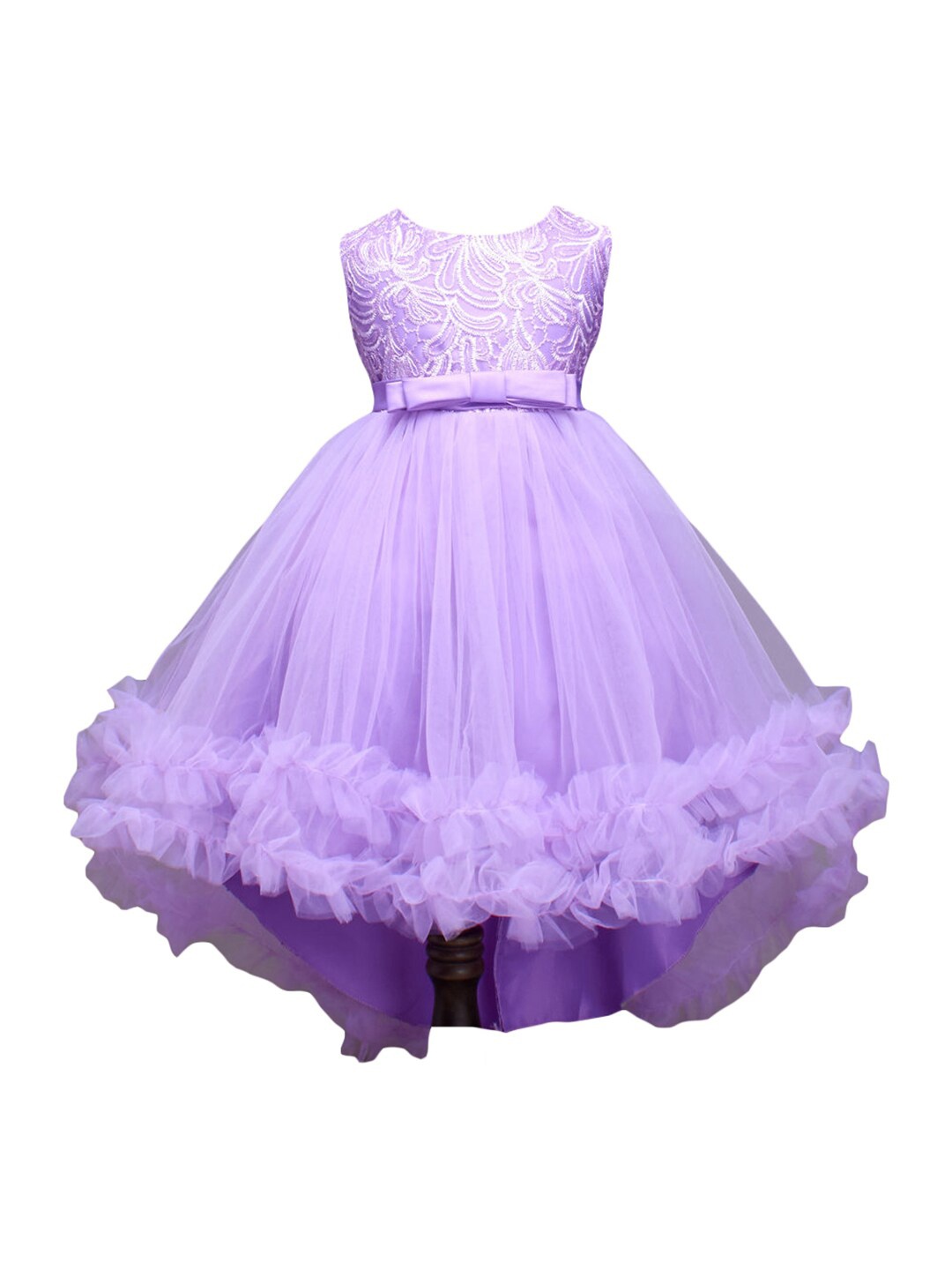 

Hopscotch Purple Embroidered Blouson Fit & Flare Dress