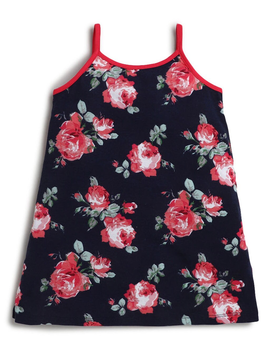 

Hopscotch Girls Navy Blue & Red Floral Printed Nightdress