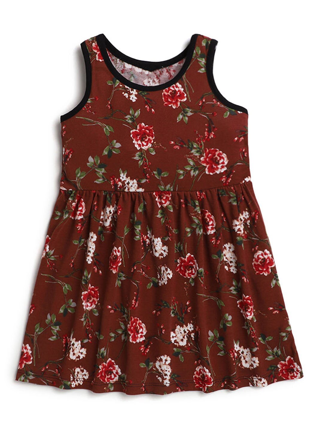 

Hopscotch Brown Floral Peplum Dress