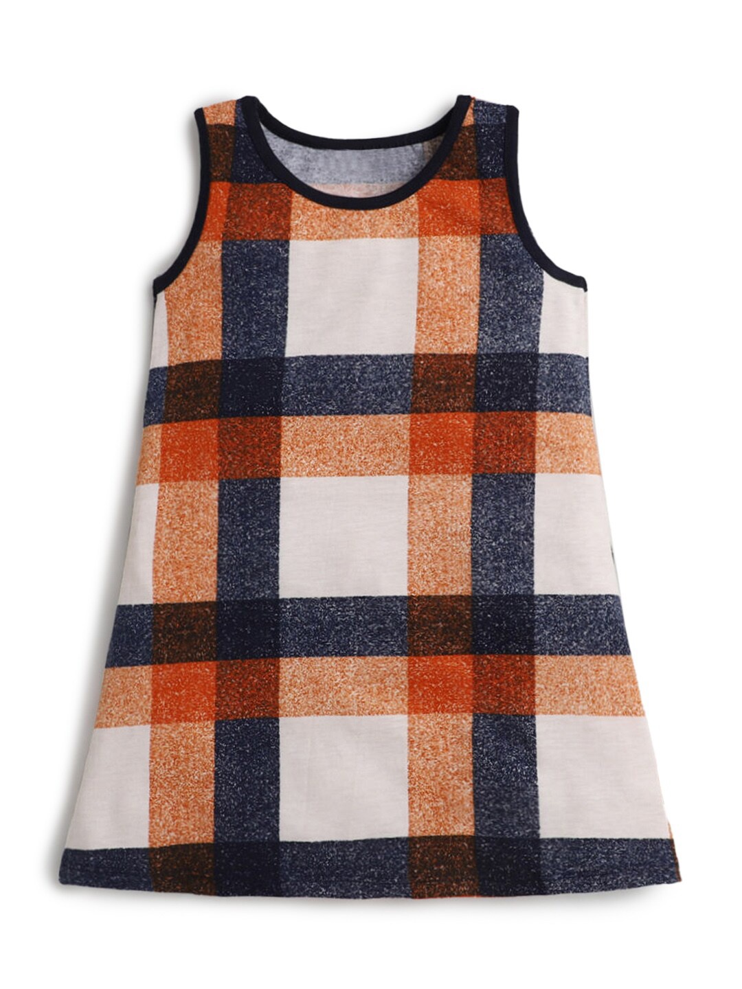 

Hopscotch Girls Off White & Orange Checked A-Line Dress