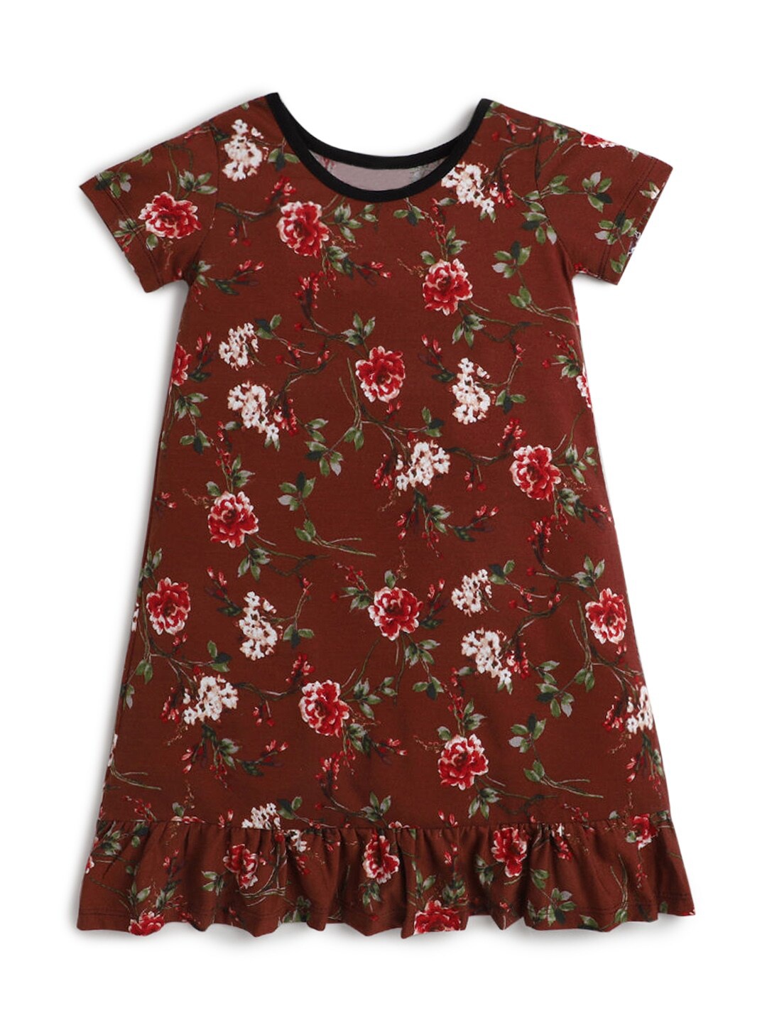 

Hopscotch Girls Brown Printed Nightdress