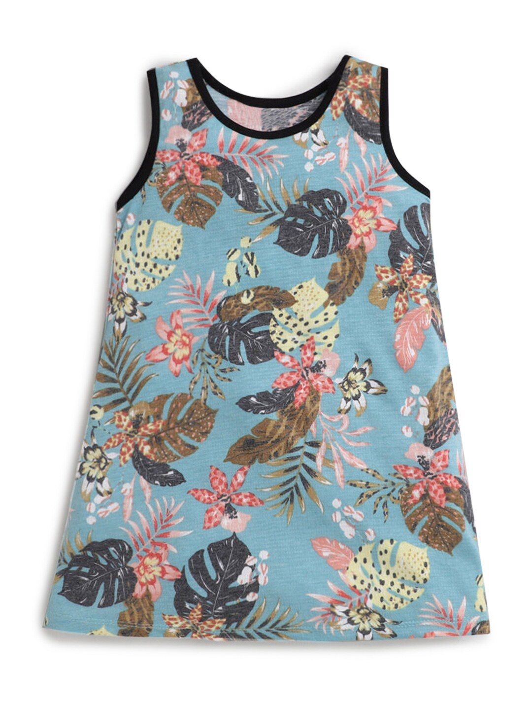 

Hopscotch Girls Green Floral Printed T-shirt Dress