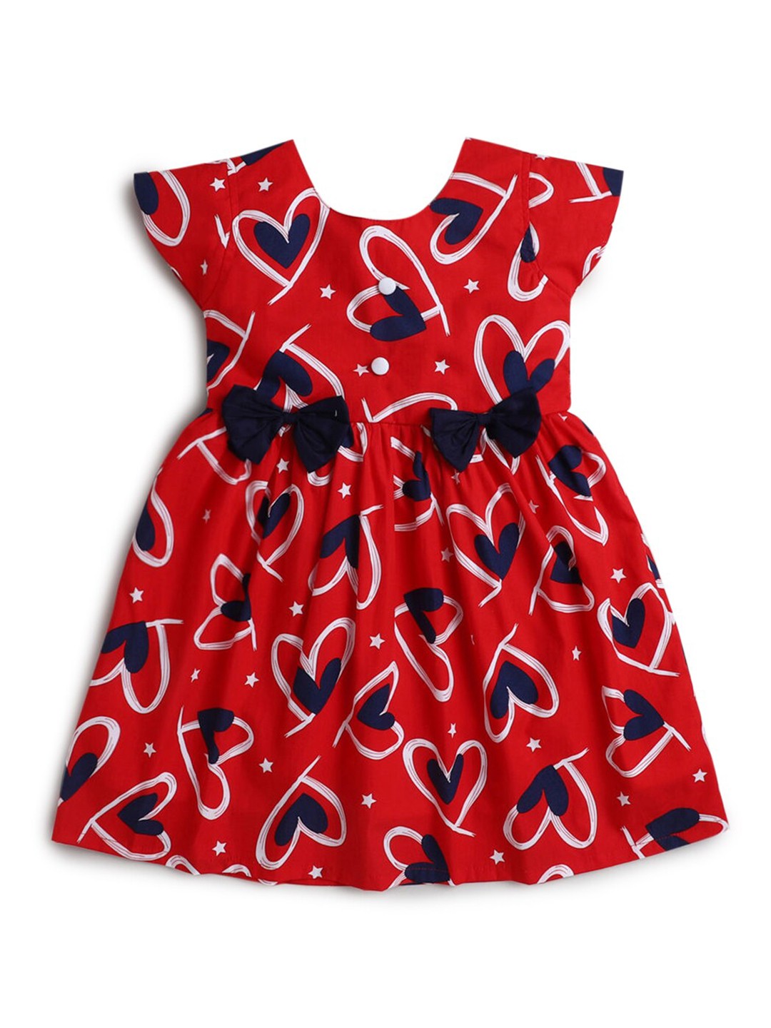 

Hopscotch Girls Red & Navy Blue Cotton Dress