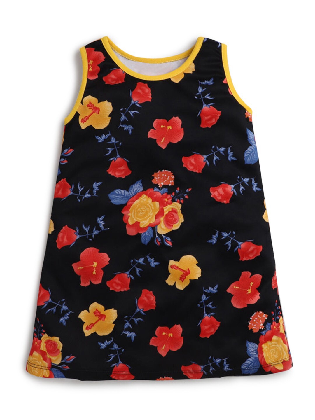 

Hopscotch Black & Red Floral A-Line Dress