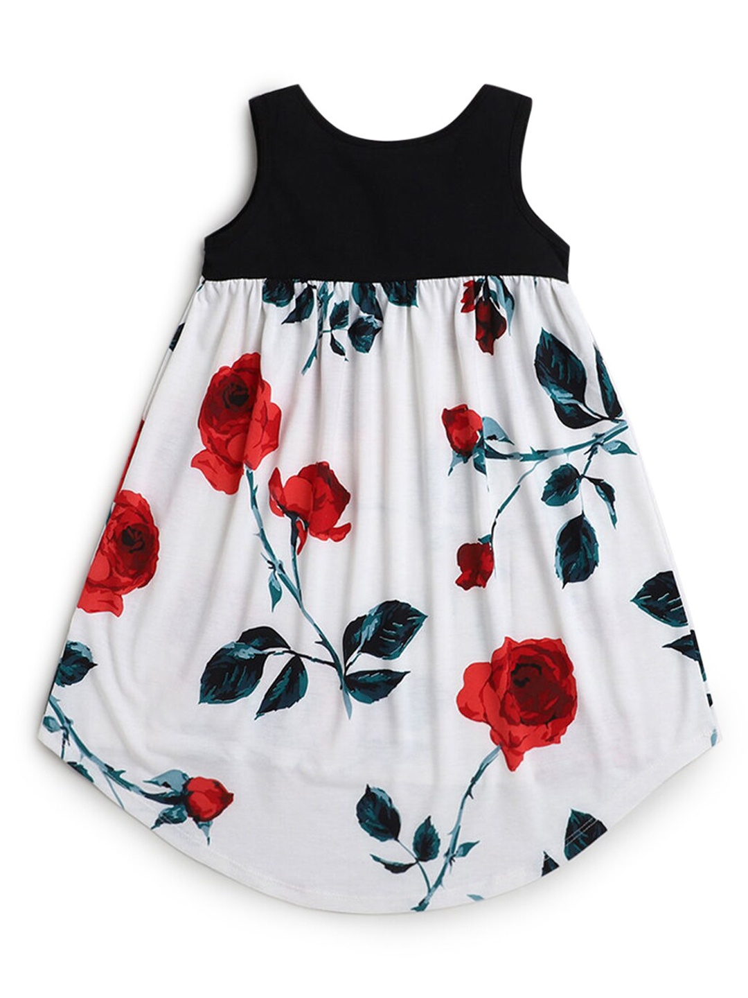 

Hopscotch Girls Black & White Floral Printed Cotton Dress