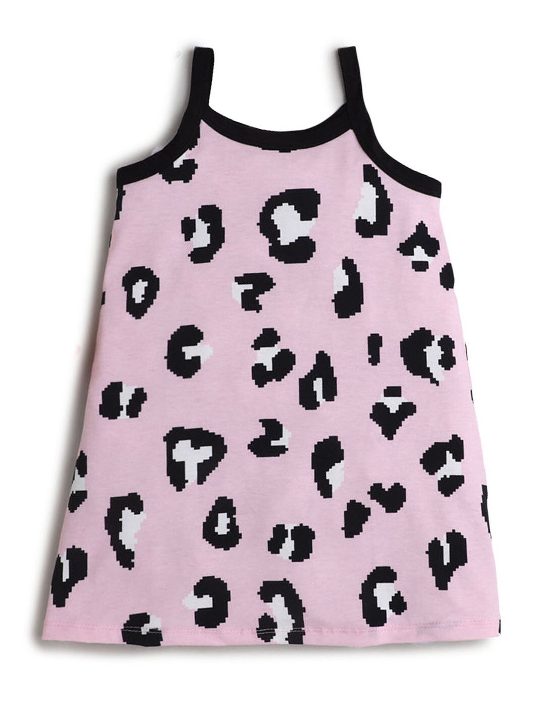

Hopscotch Girls Pink & Black Animal Printed Nightdress