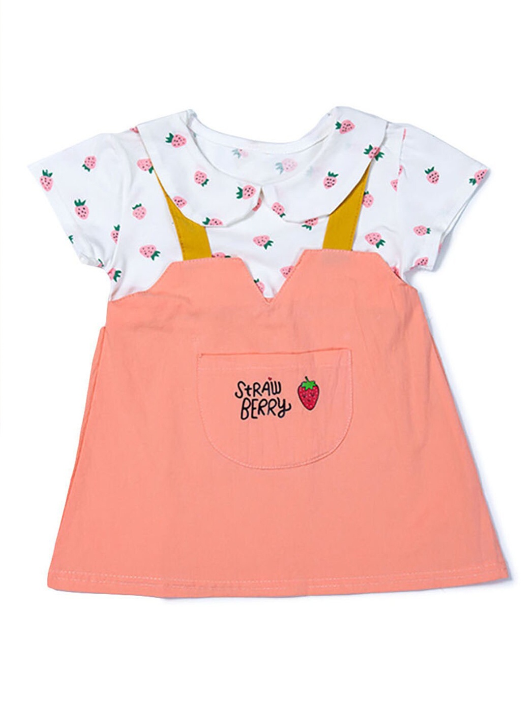

Hopscotch Girls Orange & White Printed Fit & Flare Dress