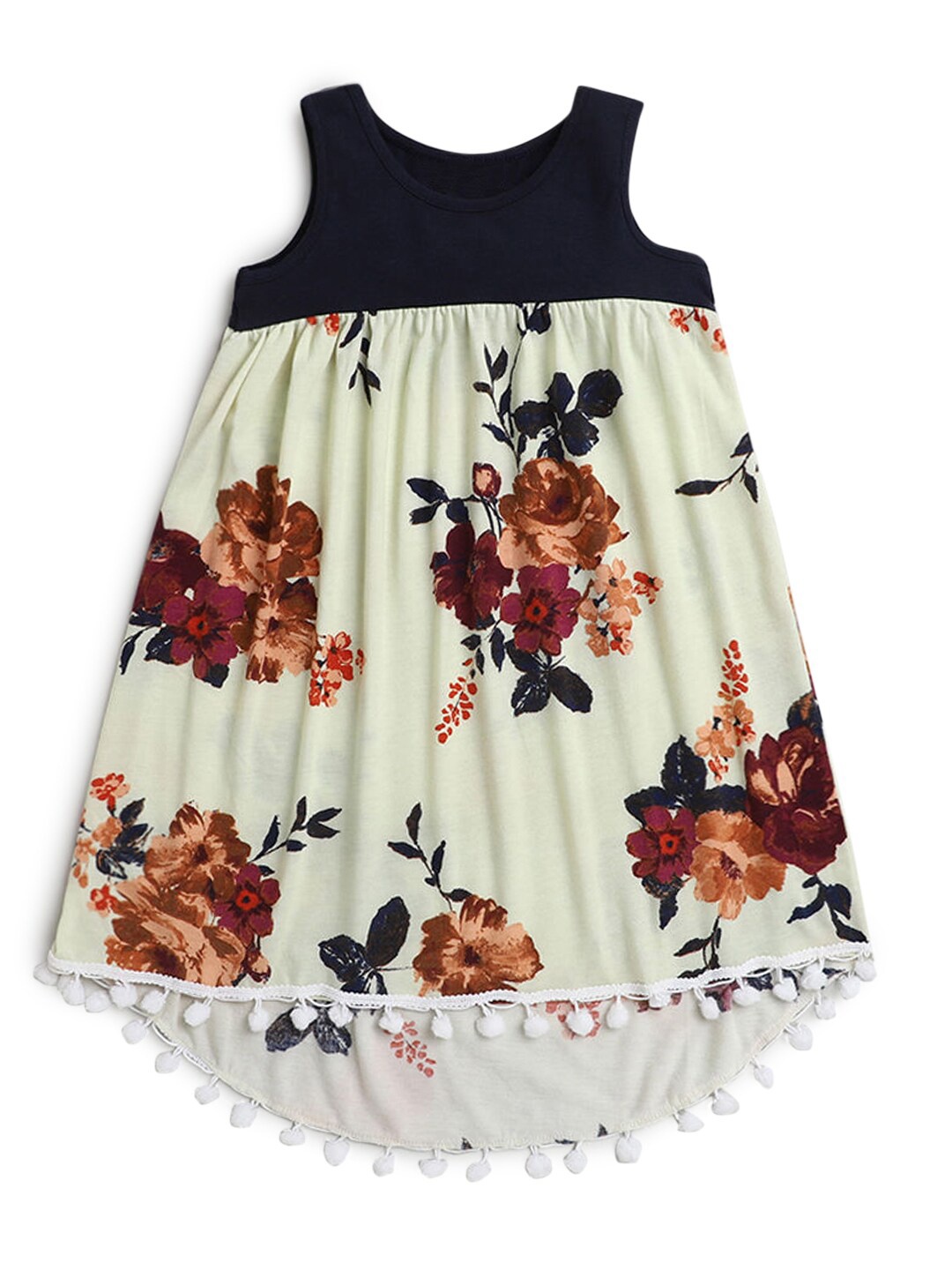 

Hopscotch Black & Cream-Coloured Floral Off-Shoulder A-Line Dress