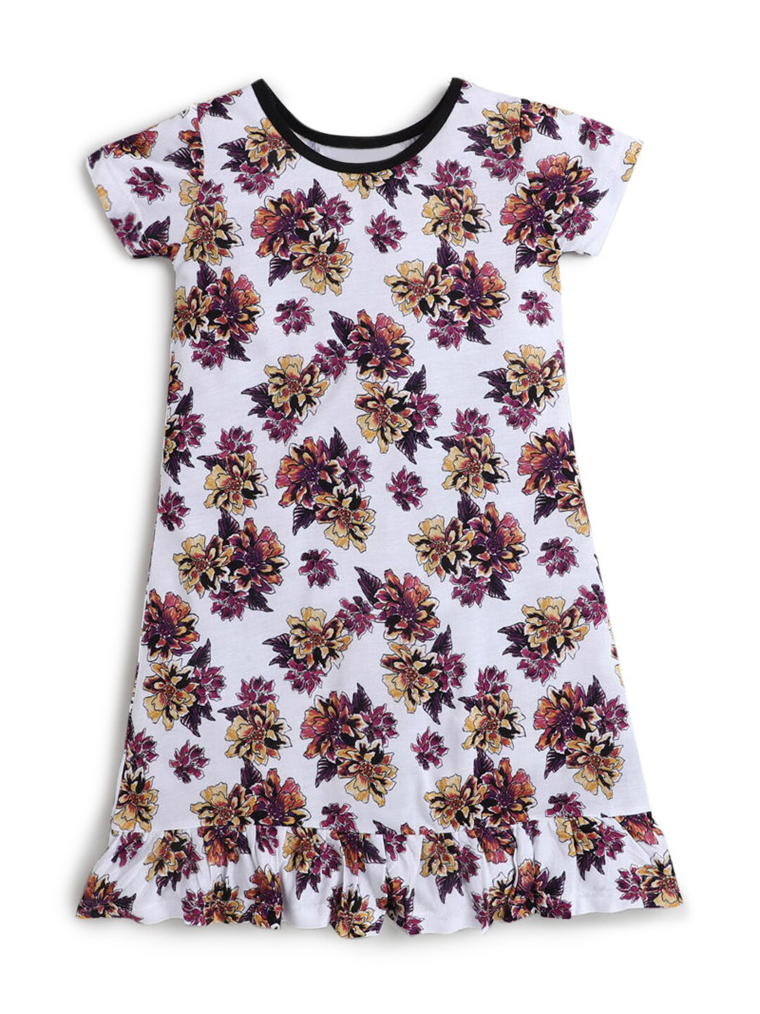 

Hopscotch Girls White & Pink Printed Nightdress