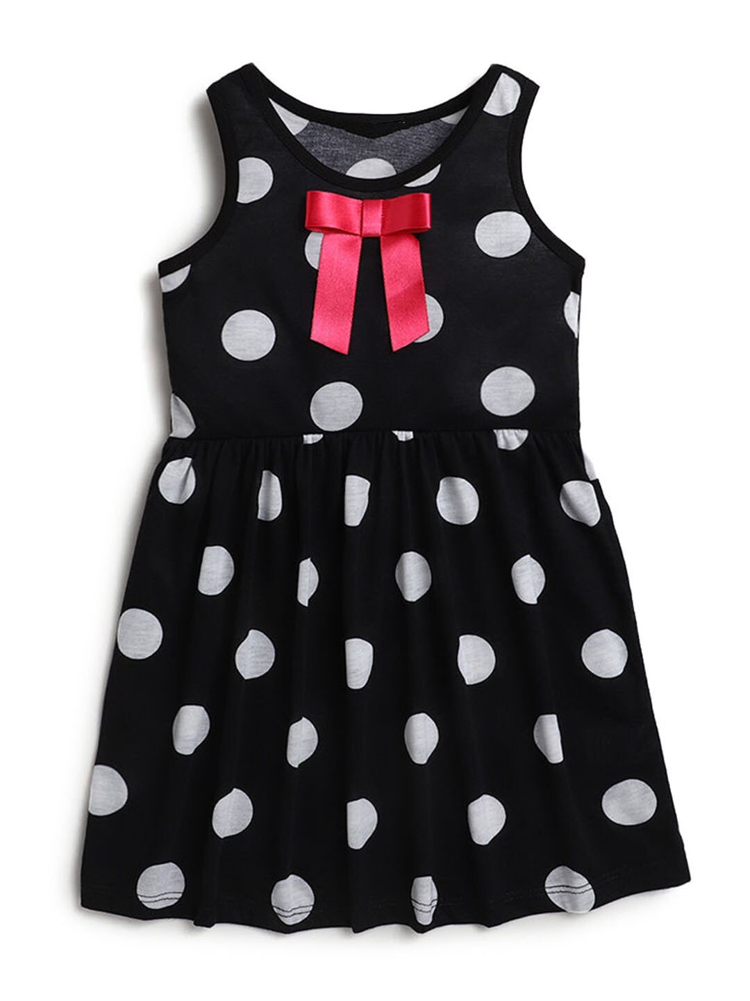 

Hopscotch Black Cotton A-Line Dress