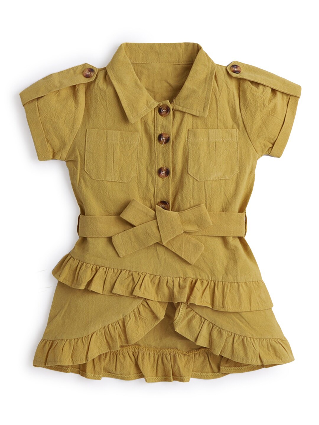 

Hopscotch Yellow Cotton Shirt Dress