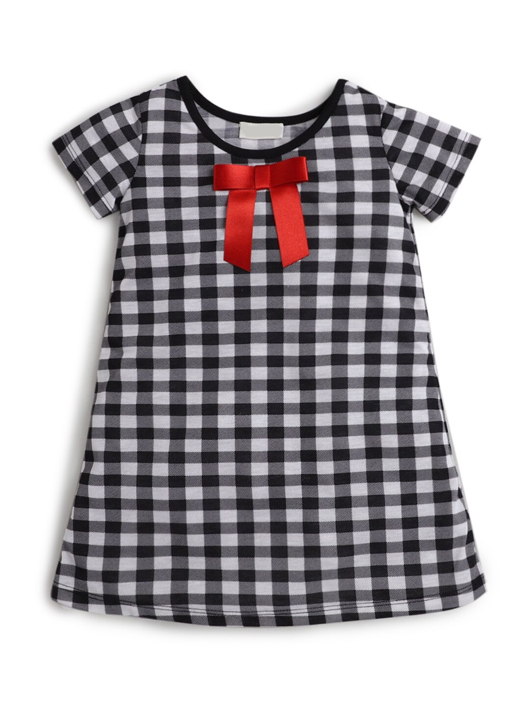 

Hopscotch Girls Black & White Checked A-Line Dress