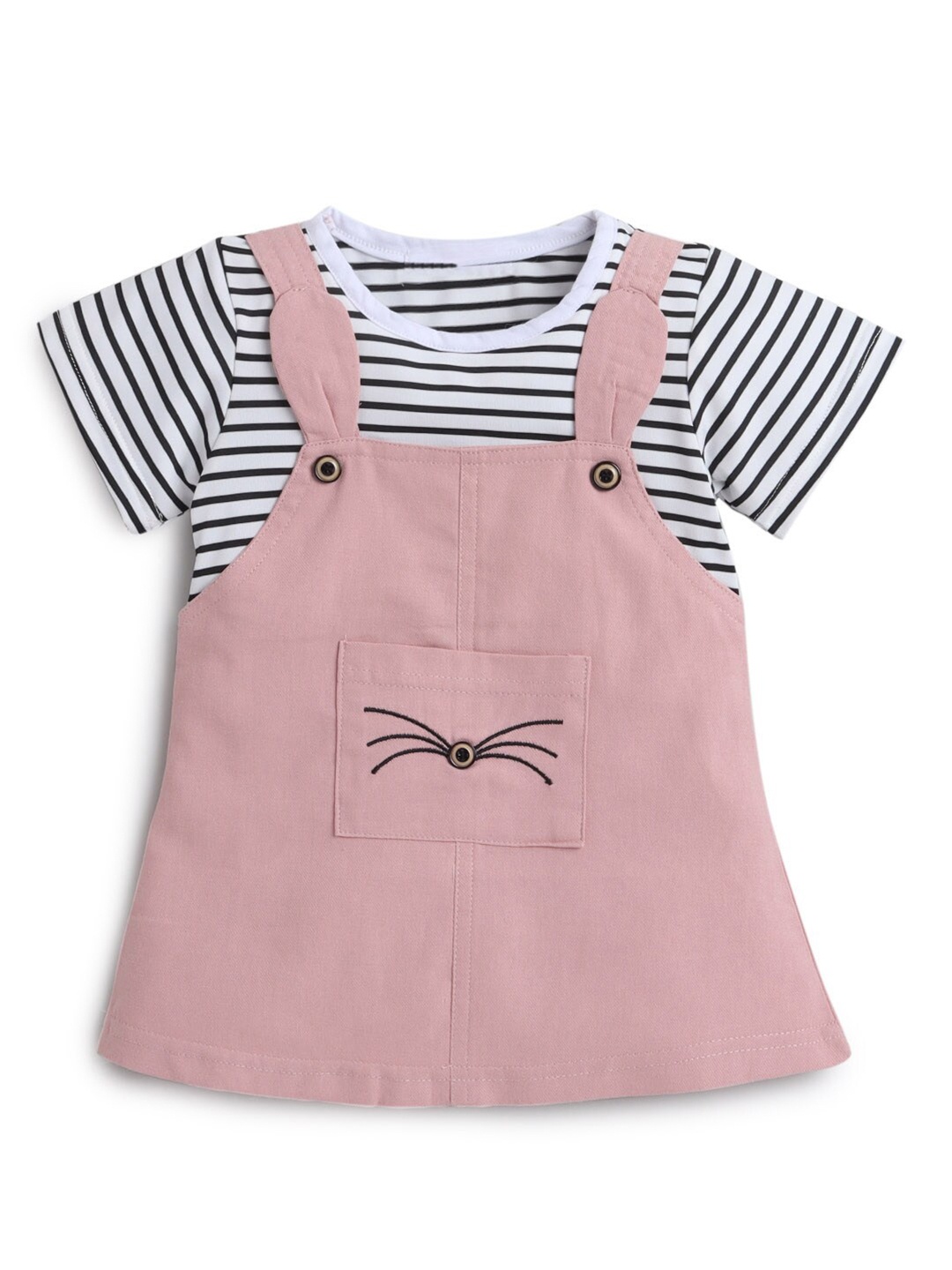 

Hopscotch Girls Coral & White Striped Pinafore Dress