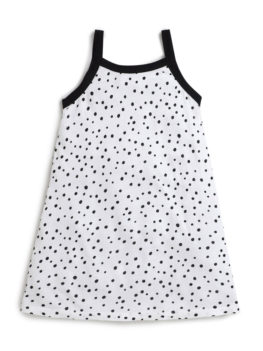 

Hopscotch Girls Off-White & Black Abstract Printed Nightdress