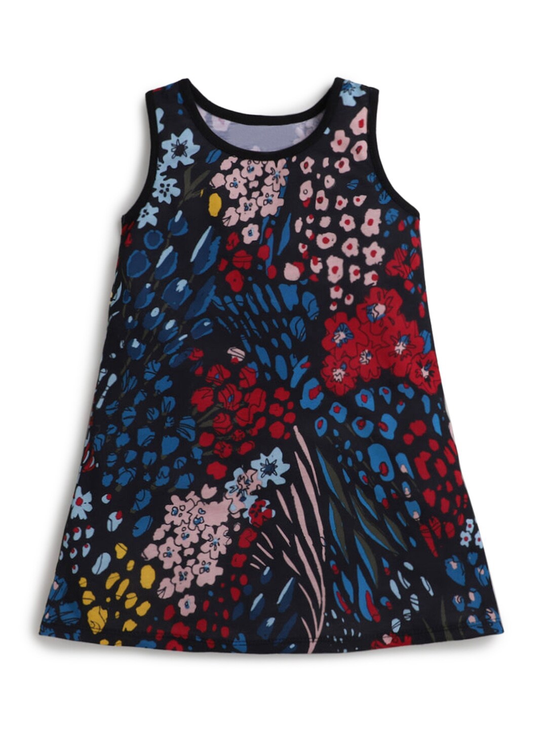 

Hopscotch Black Floral A-Line Dress