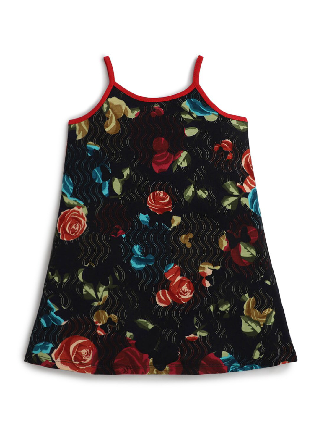 

Hopscotch Girls Blue Floral Printed Shoulder Strap Nightdress