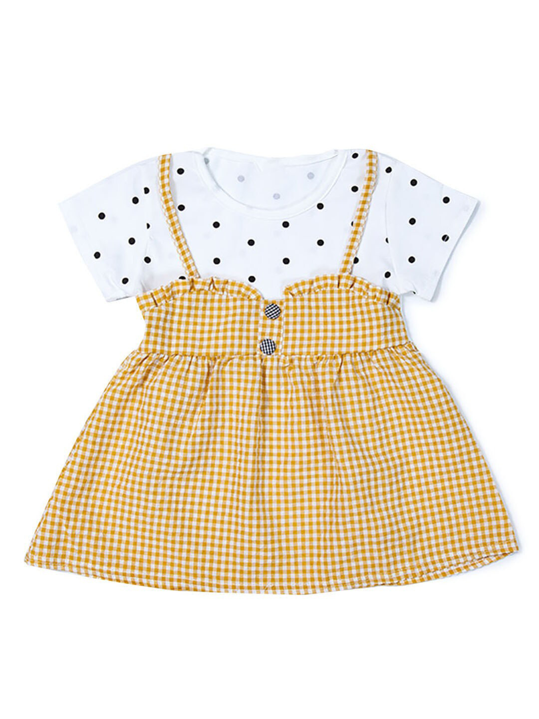 

Hopscotch Yellow Checked A-Line Dress