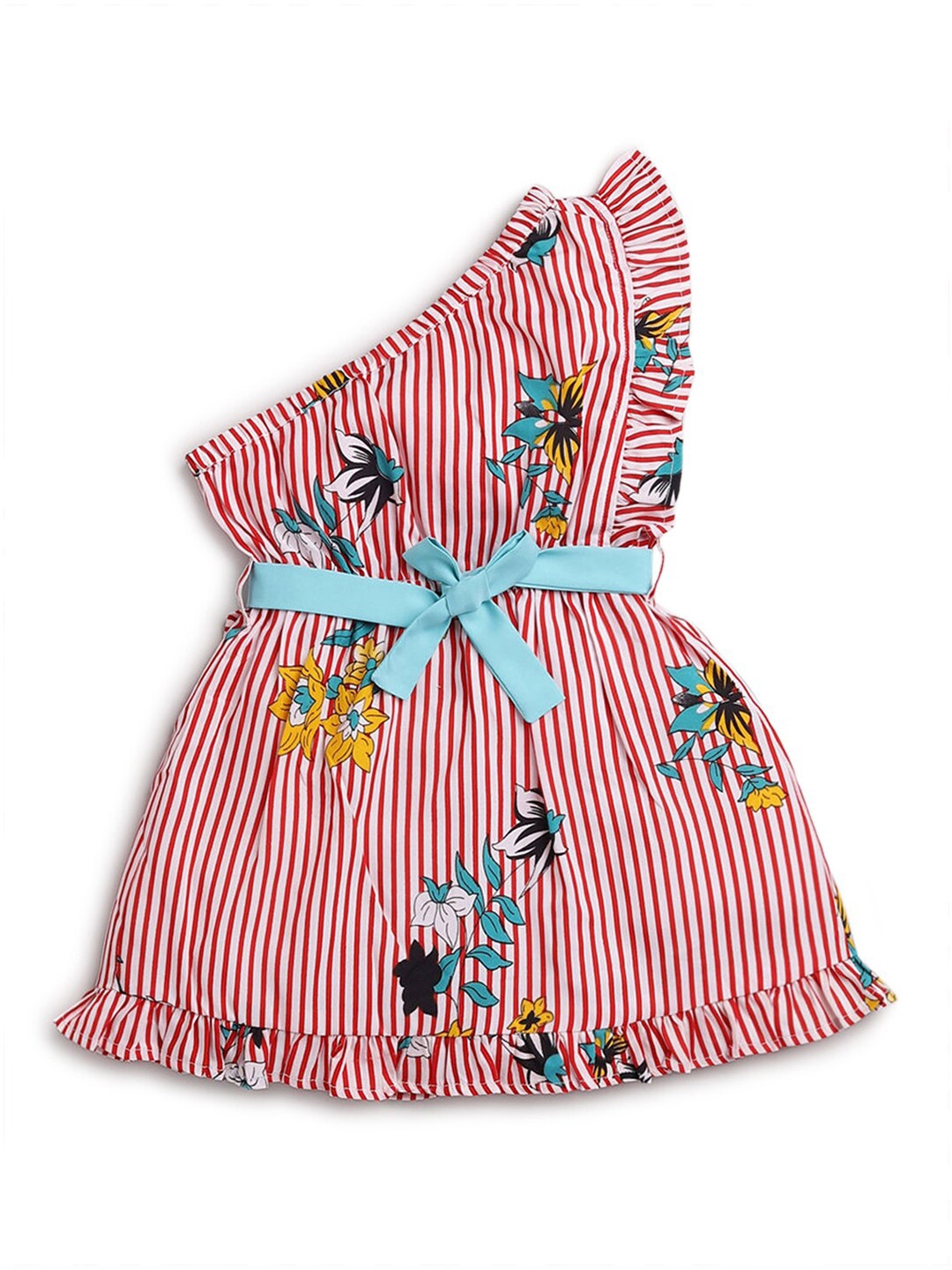 

Hopscotch Red & White Striped Fit & Flare One Shoulder Dress