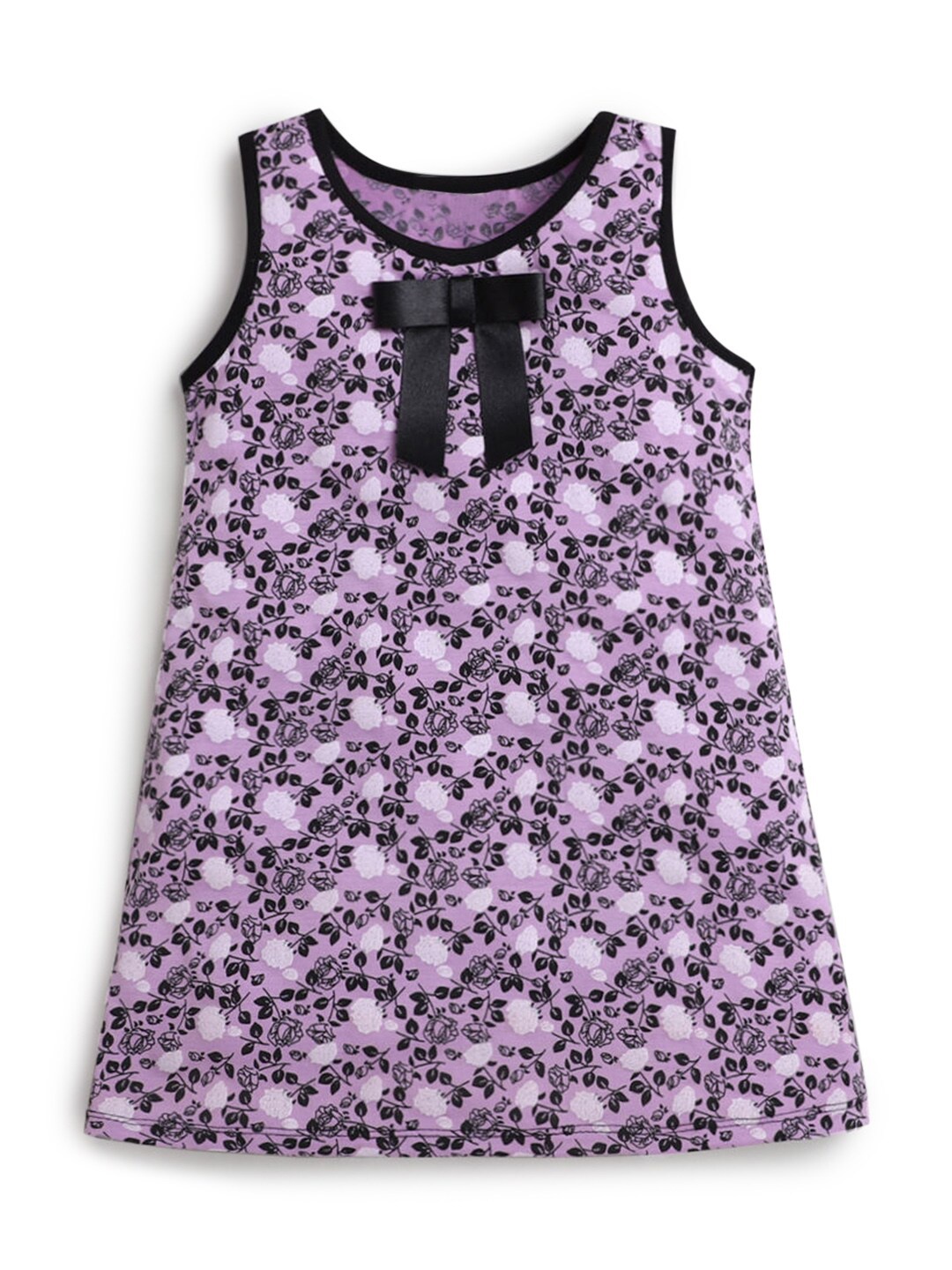 

Hopscotch Girls Purple Floral Printed A-Line Dress