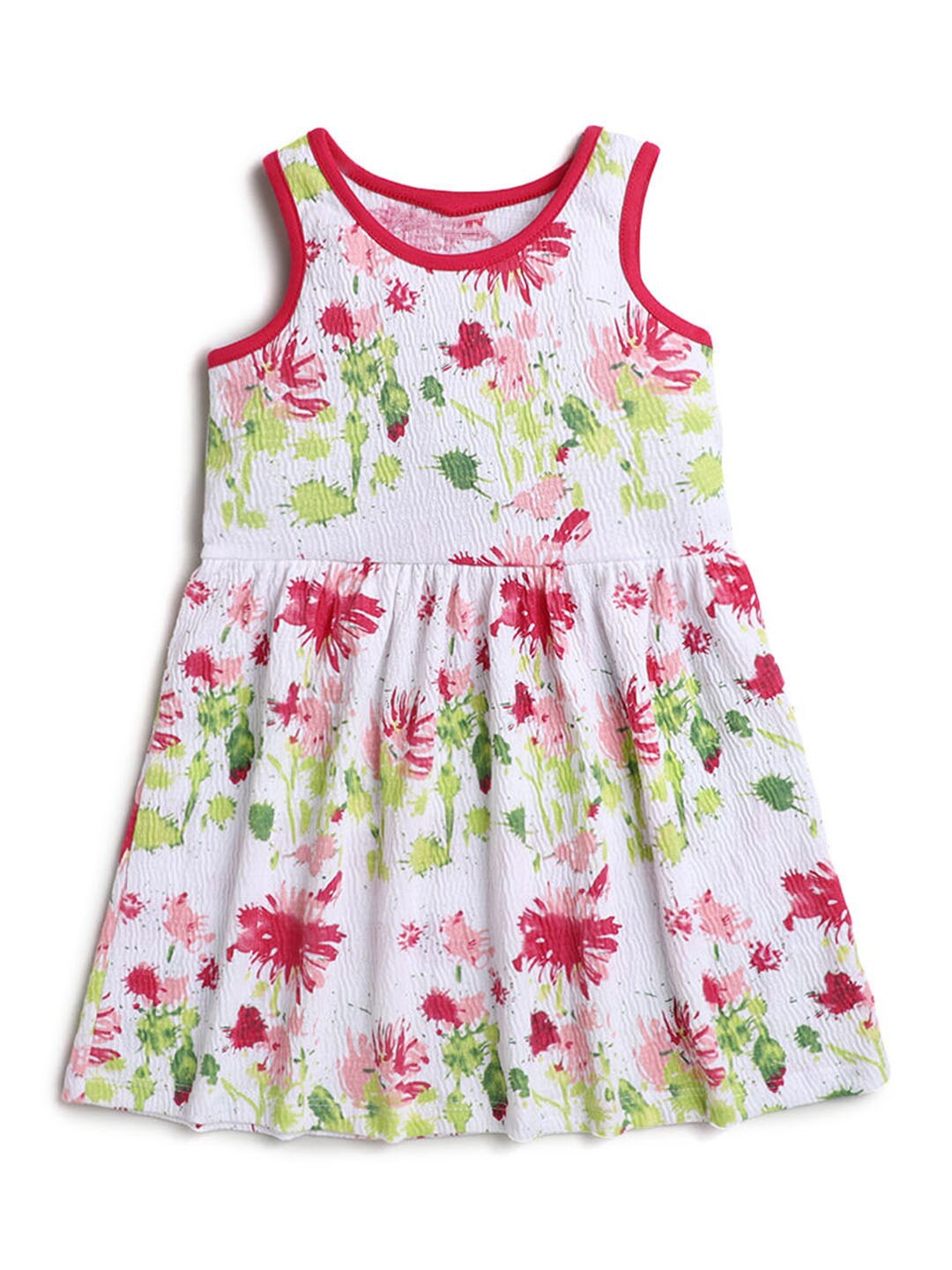 

Hopscotch White Girls Floral Printed Fit & Flare Dress