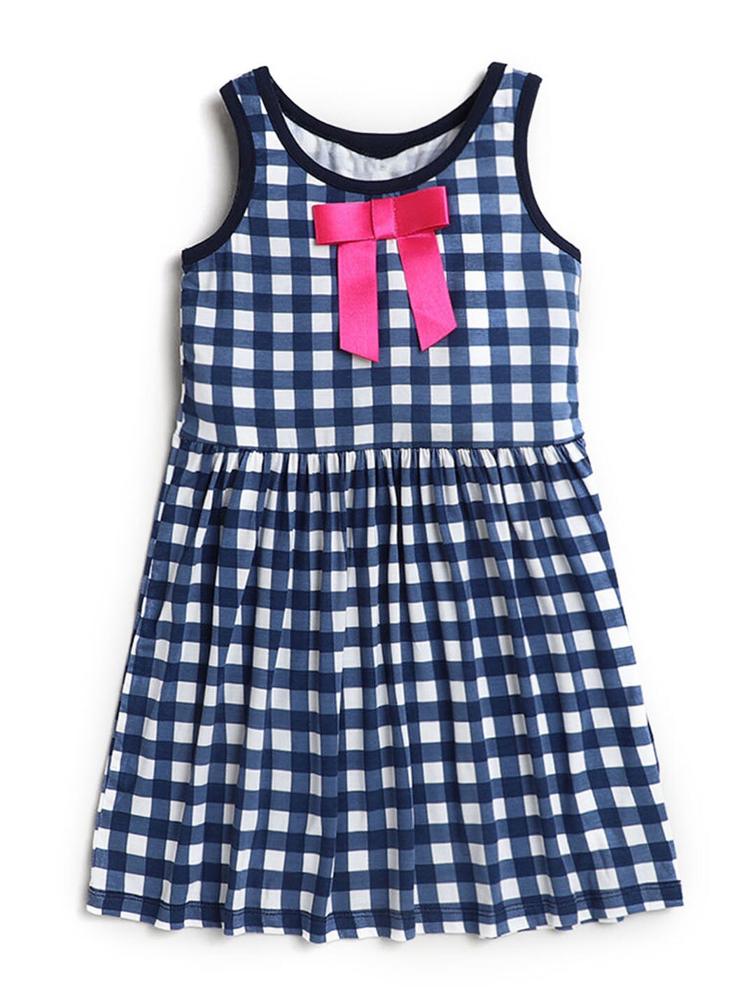 

Hopscotch Girls White & Navy Blue Checked Dress