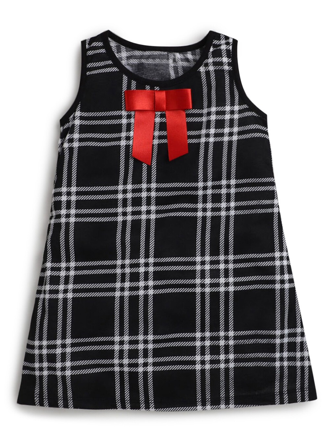 

Hopscotch Girls Black Checked A-Line Dress