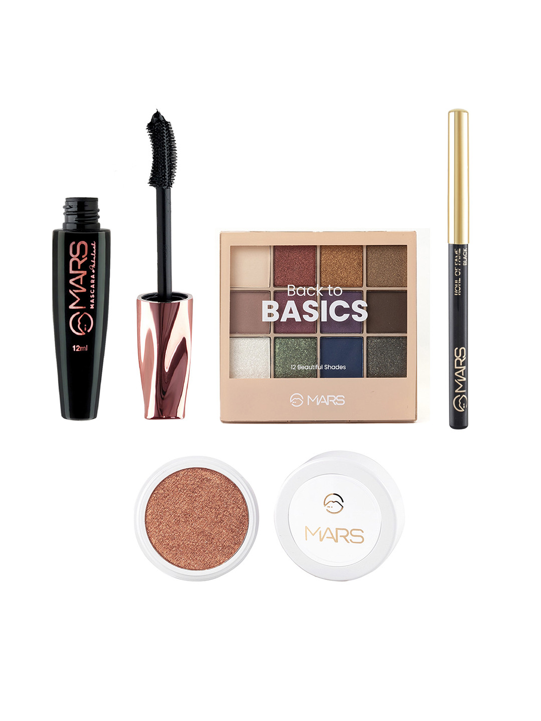 

MARS Set of Ultra Pigmented Eyeshadow + Mascara + Kohl of Fame Eyeliner & Highlighter, Multi