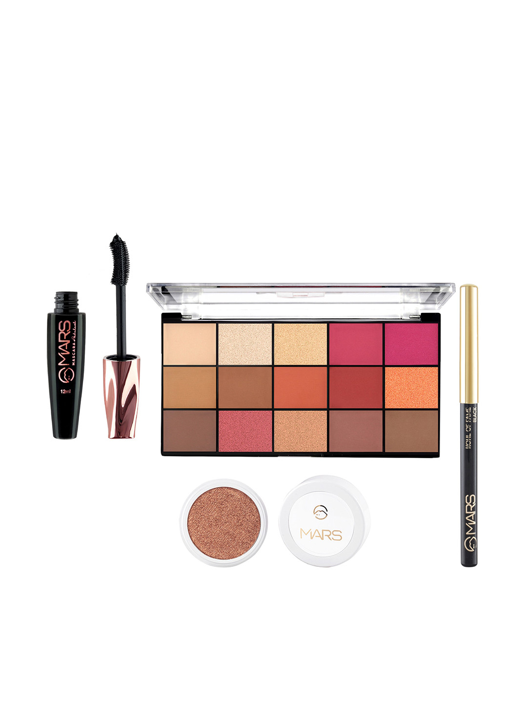 

MARS 15 Shades Eyeshadow Palette & Long Lasting Mascara With Kajal & Highlighter, Red