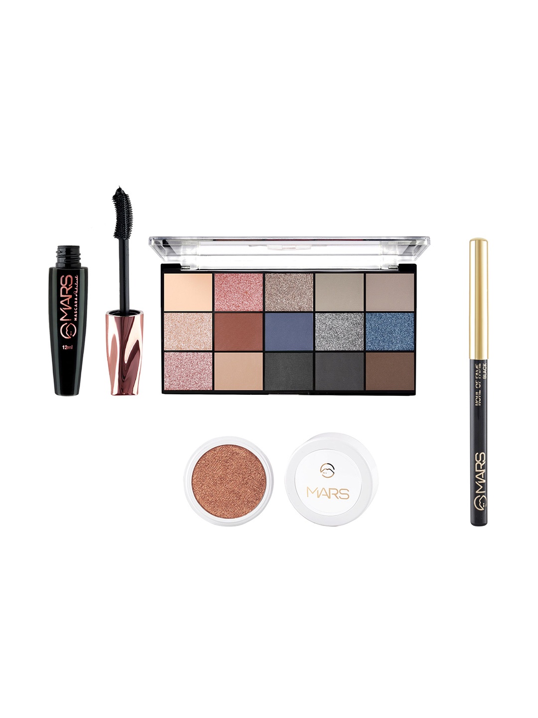 

MARS Set of Smoky Eyes Eyeshadow Palette - Long Lasting Mascara - Kajal & Highlighter, Multi