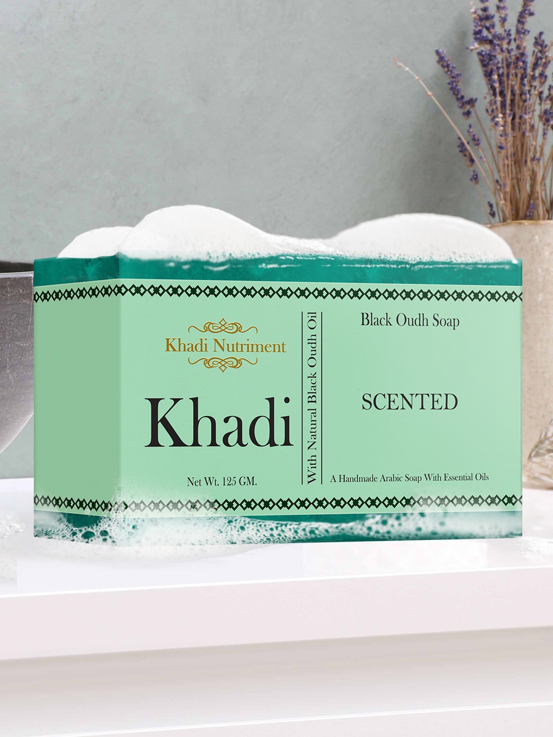 

Nutriment Khadi Set of 5 Black Oudh Herbal Soap 125 g each, Green