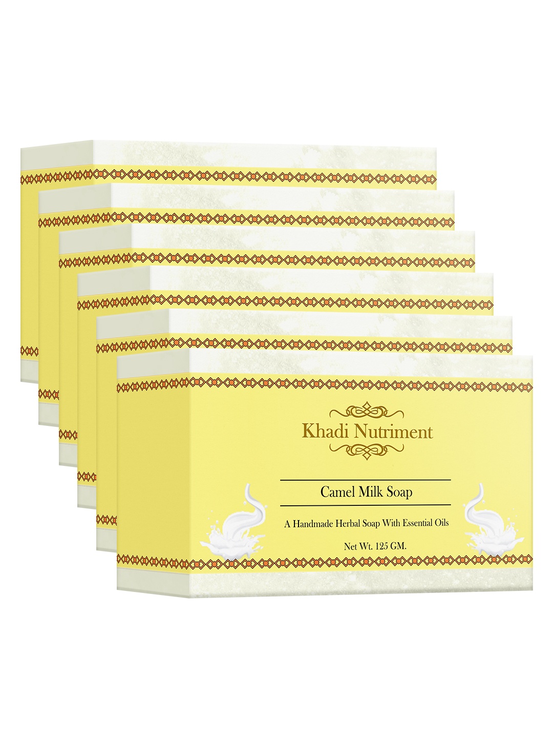 

Nutriment Khadi Set of 6 Camel Milk Herbal Soap 125 g each, Yellow