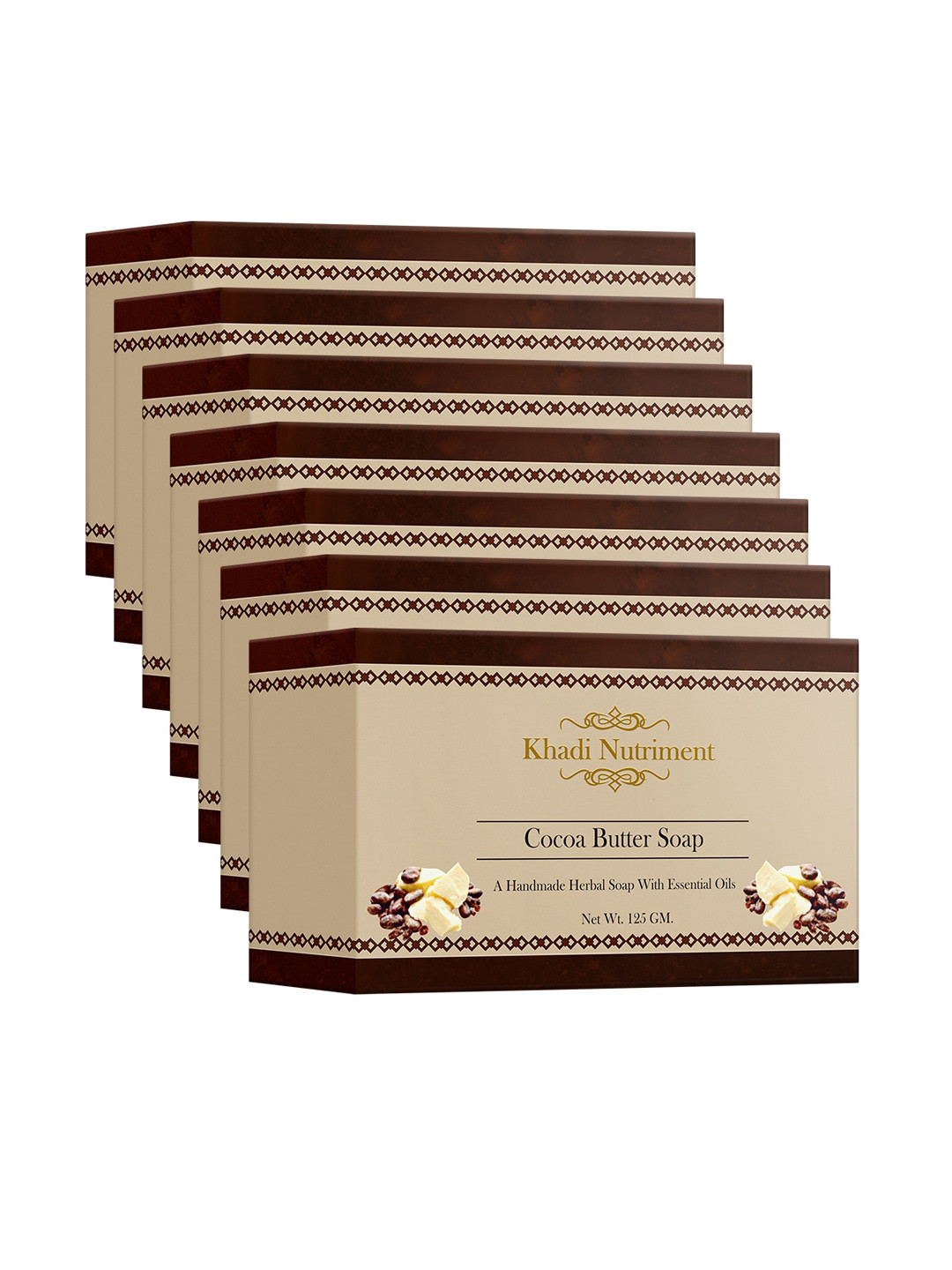 

Nutriment Khadi Set of 7 Cocoa Butter Herbal Soaps with Essential Oils - 125g each, Brown