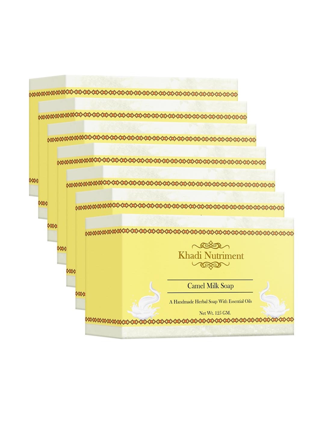 

Nutriment Khadi Set of 7 Camel Milk Herbal Soaps with Essential Oils - 125g each, Yellow