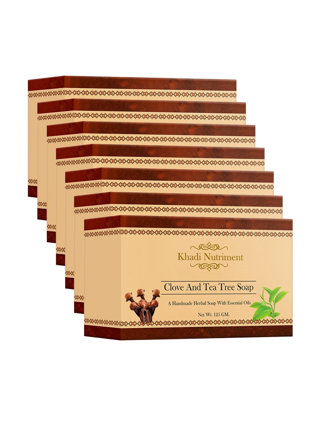 

Nutriment Khadi Set of 7 Clove & Tea Tree Handmade Soap with Essential Oils - 125 g Each, Brown