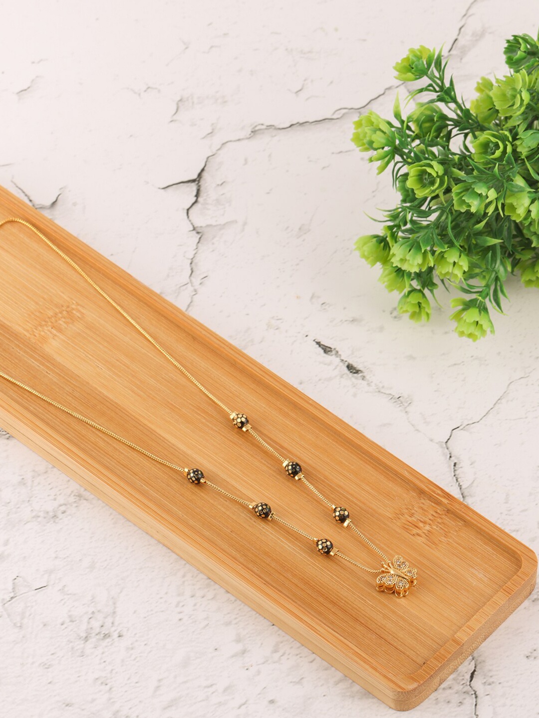 Brandsoon Gold-Toned & Black Brass Gold-Plated Antique Necklace