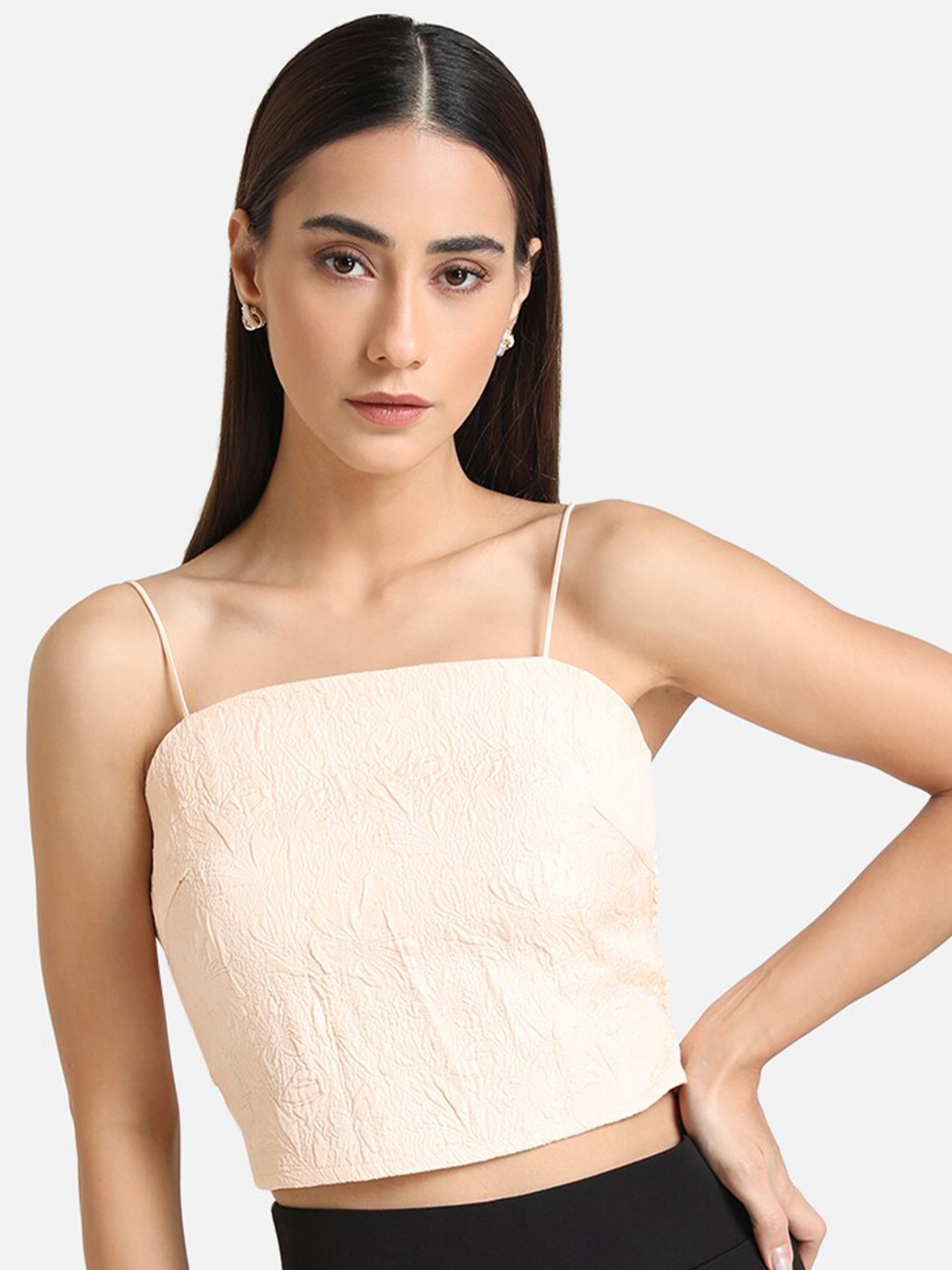 

Kazo Women Peach-Coloured Crop Top