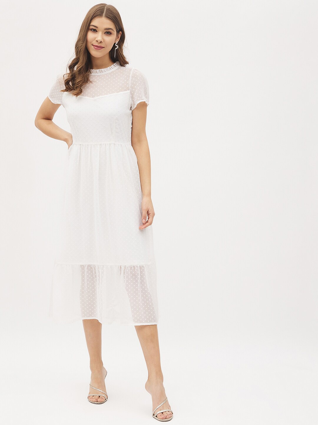 

Harpa White Georgette Midi Dress