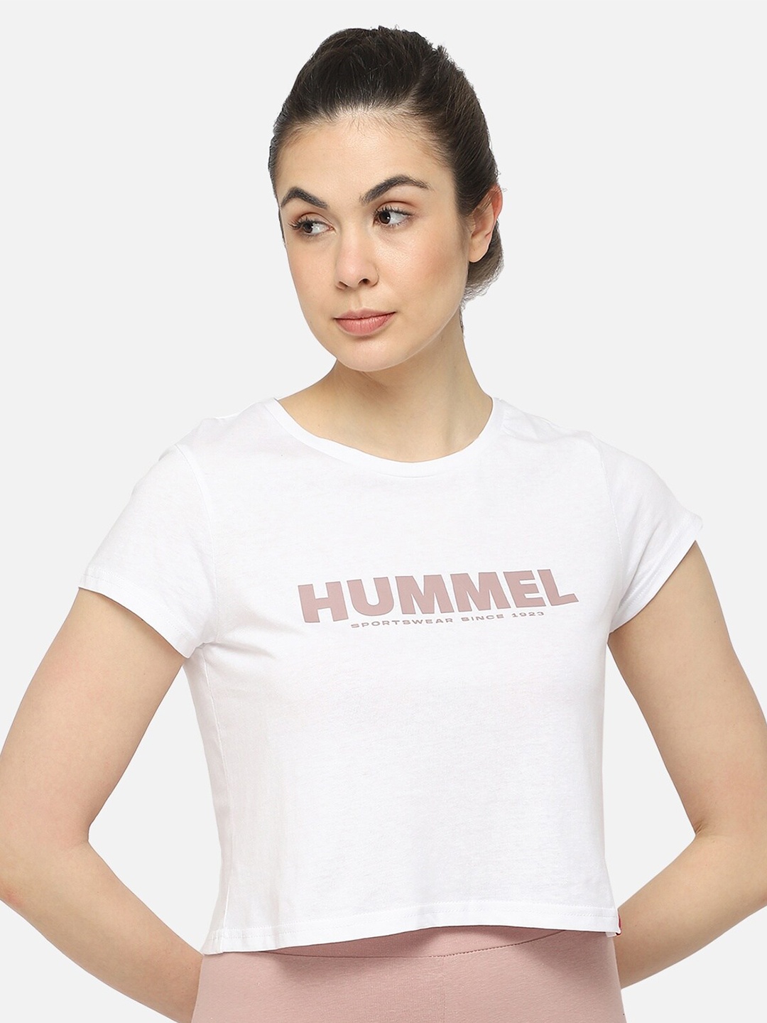 

hummel Women White Typography Printed Pure Cotton T-shirt