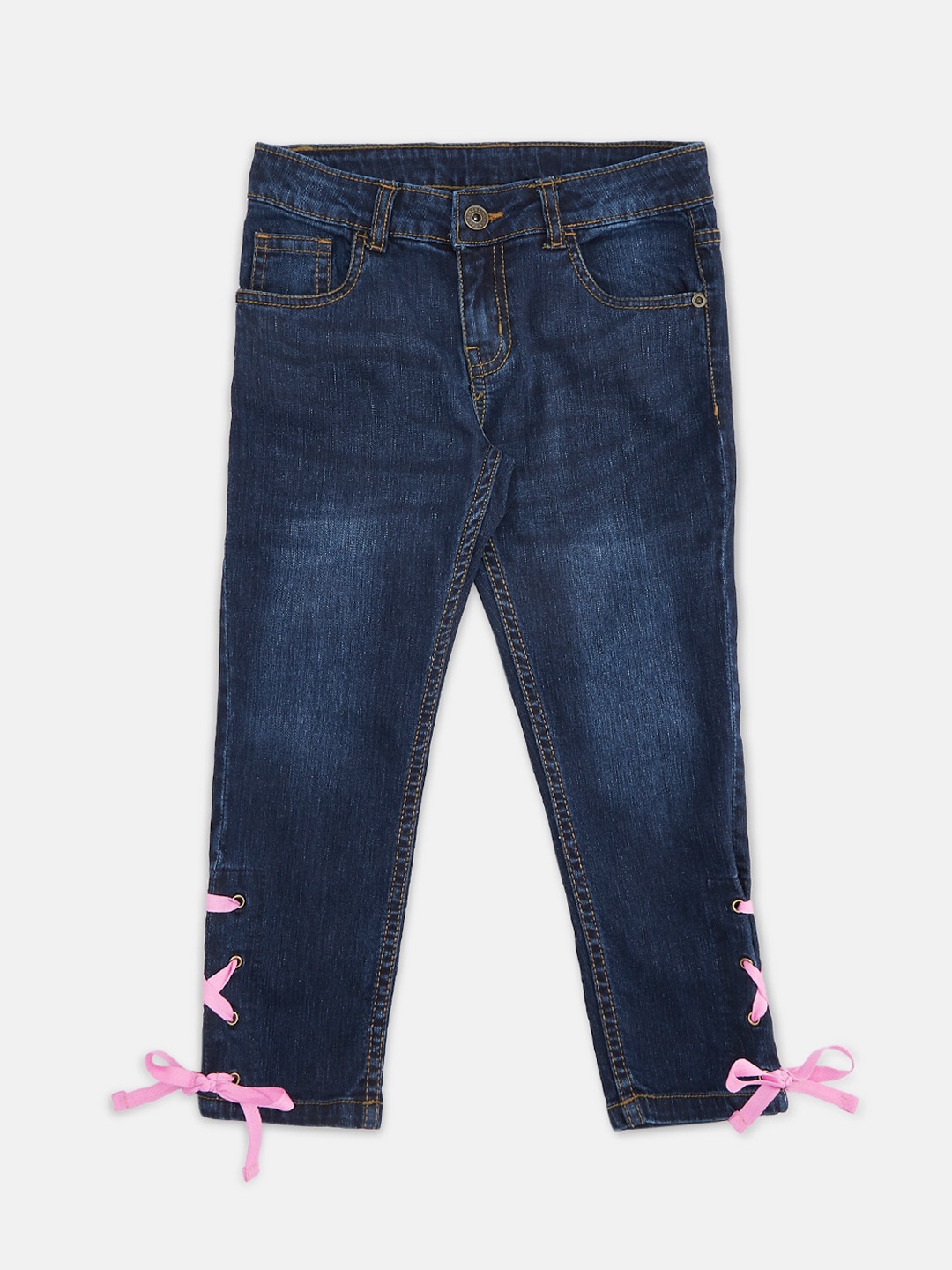 

Pantaloons Junior Girls Blue Light Fade Cotton Jeans