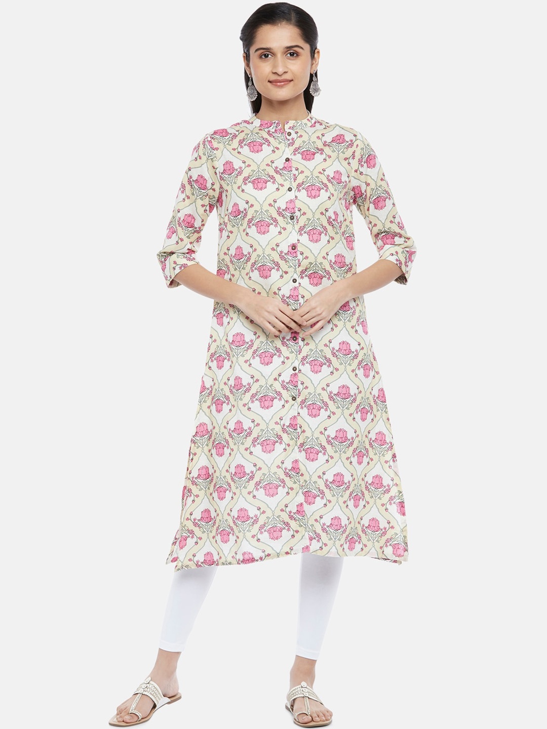 

RANGMANCH BY PANTALOONS Women Off White Floral Printed Kurta