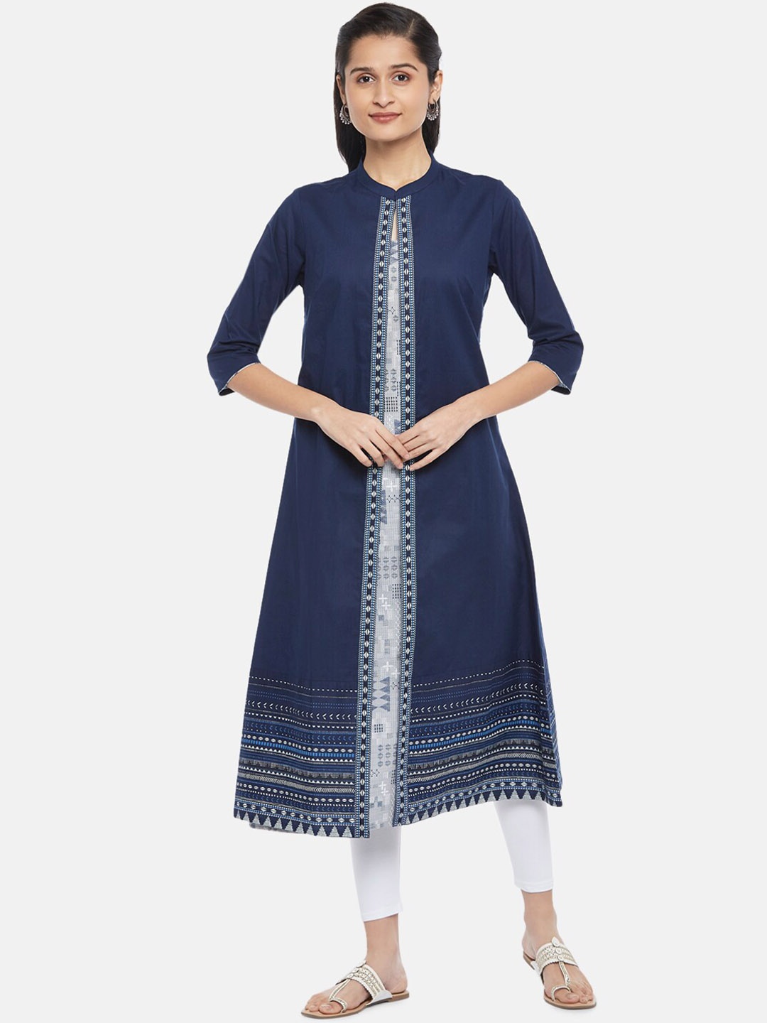 

RANGMANCH BY PANTALOONS Women Navy Blue Geometric Printed Kurta