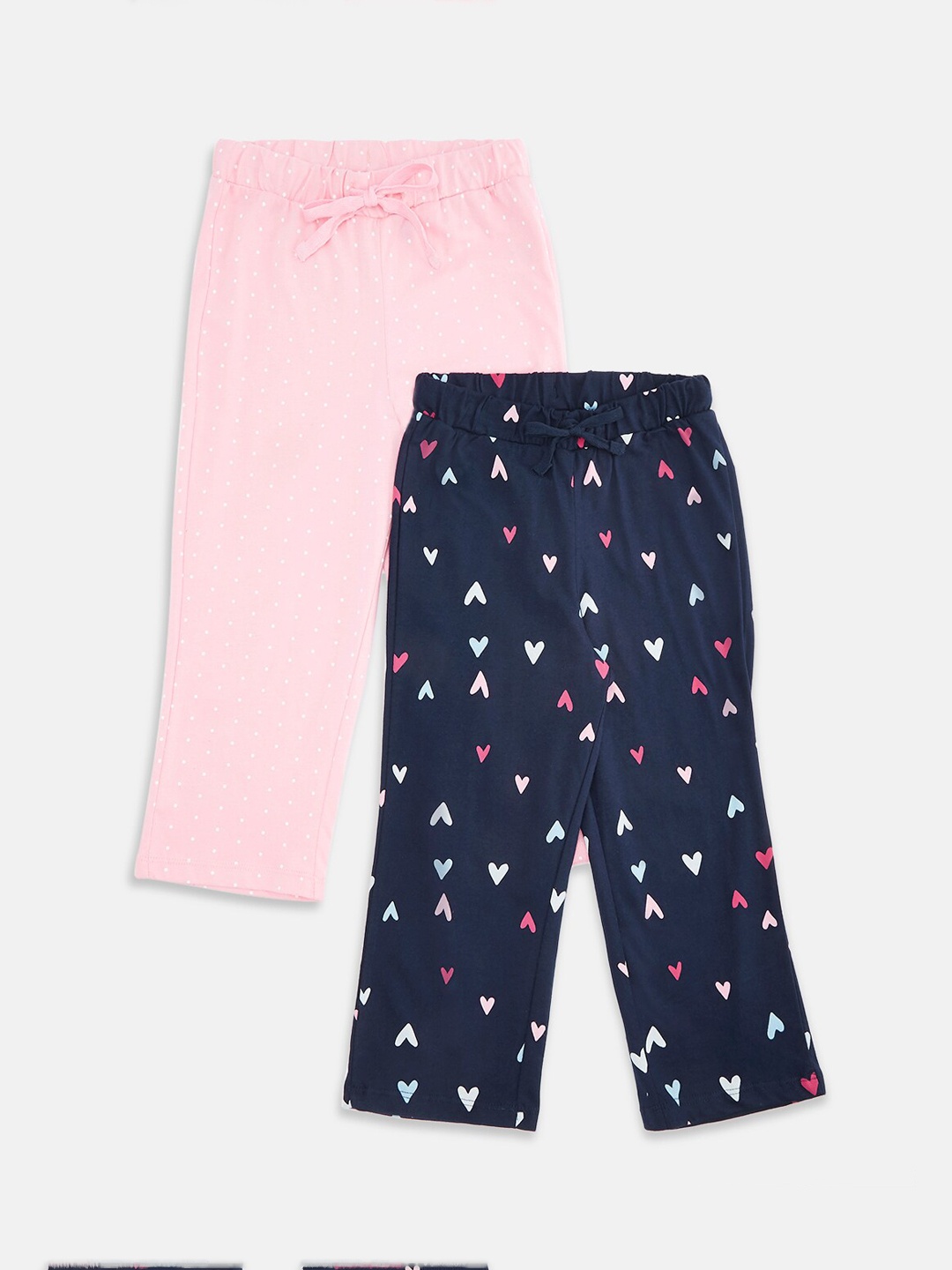 

Pantaloons Junior Girls Pack of 2 Pink & Blue Printed Cotton Lounge Pants