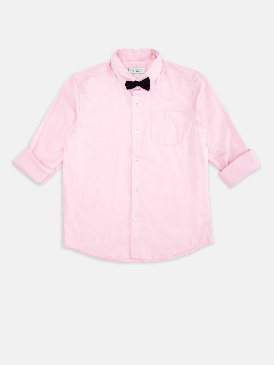 

Pantaloons Junior Boys Pink Pure Cotton Party Shirt With Bow