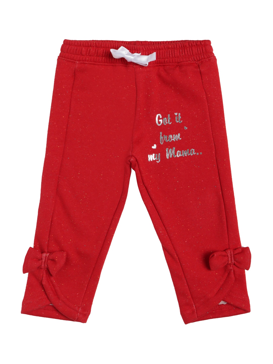 

Bodycare Kids Girls Red & Silver Printed Cotton Track Pants