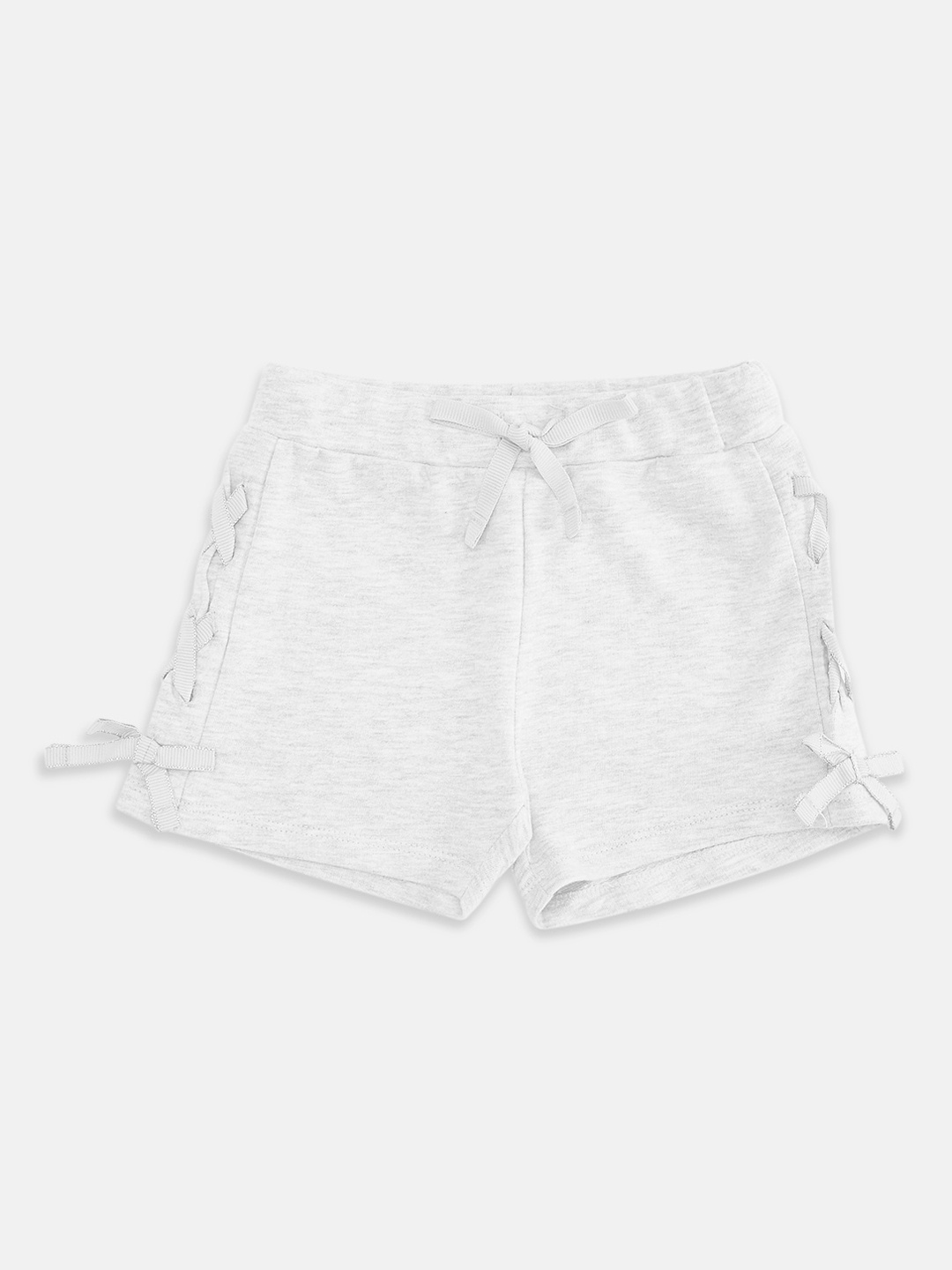 Pantaloons Junior Girls Grey Melange Solid Cotton Shorts